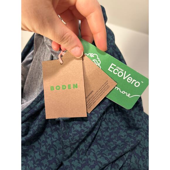 NWT Boden Camille Jersey Knit Long Sleeve Green Navy Midi Dress Size 8R - Picture 10 of 12